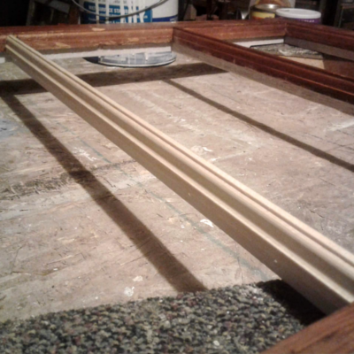Wood Replacement Newly installed muntin in a three-light sash