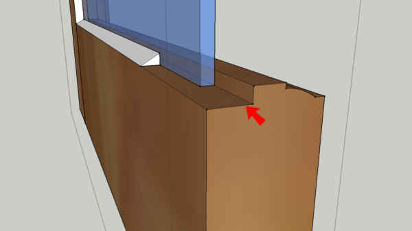 diagram of a window sash highlighting a rabbet