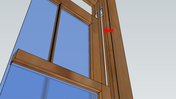 diagram of a window highlighting the sash cords
