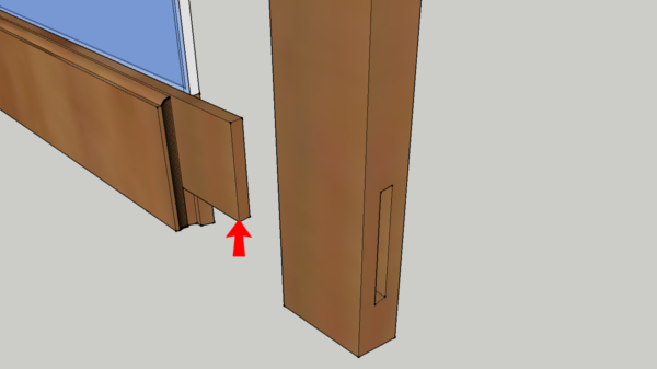 diagram of a window sash highlighting a tenon